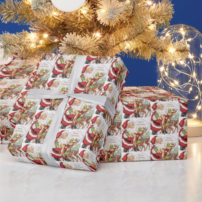 retro vintage Christmas cat Holiday tiled Wrapping Paper (Holidays)