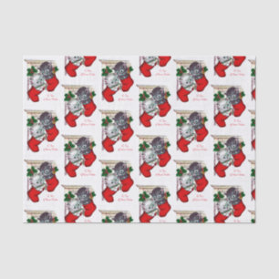 Retro vintage Christmas cat party tissue Paper