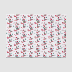 Retro vintage Christmas cats party Tissue Paper