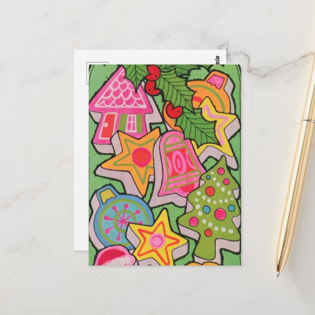 retro vintage Christmas cookie  Postcard (Front/Back In Situ)