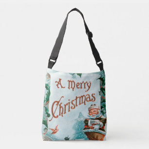 Retro Vintage Christmas Cool Santa Greeting Crossbody Bag