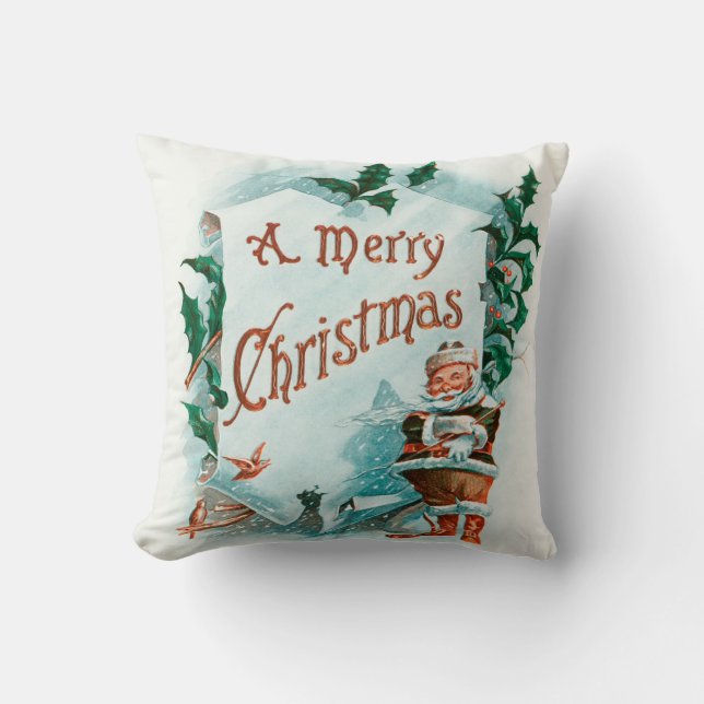 Retro Vintage Christmas Cool Santa Greeting Cushion (Front)