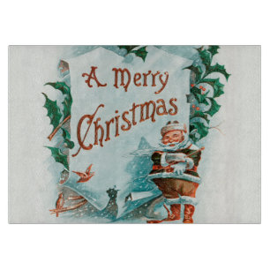 Retro Vintage Christmas Cool Santa Greeting Cutting Board