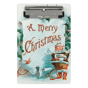 Retro Vintage Christmas Cool Santa Greeting Mini Clipboard