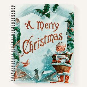 Retro Vintage Christmas Cool Santa Greeting Notebook