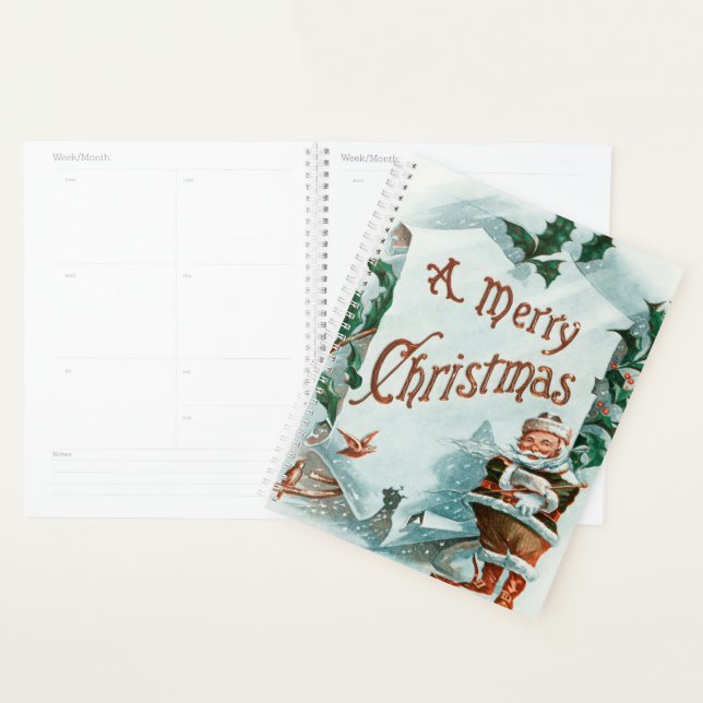 Retro Vintage Christmas Cool Santa Greeting Planner (Display)