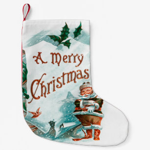 Retro Vintage Christmas Cool Santa Greeting Small Christmas Stocking