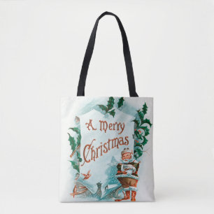Retro Vintage Christmas Cool Santa Greeting Tote Bag