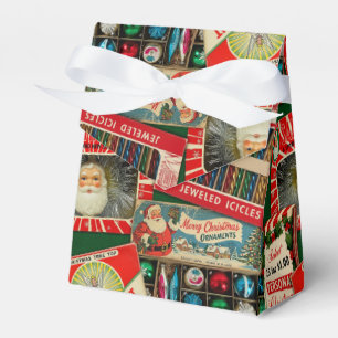Retro Vintage Christmas Decorations Collage Favour Box