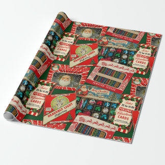 Retro Vintage Christmas Decorations Collage Wrapping Paper
