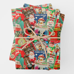 Retro Vintage Christmas Decorations II Wrapping Paper Sheet