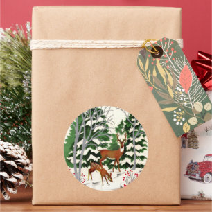 retro vintage Christmas deer Holiday Classic Round Sticker