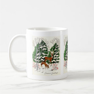 retro vintage Christmas deer Holiday  Coffee Mug