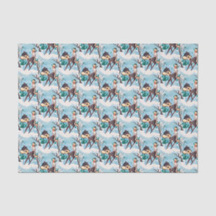 retro vintage Christmas deer party tissue Tissue Paper