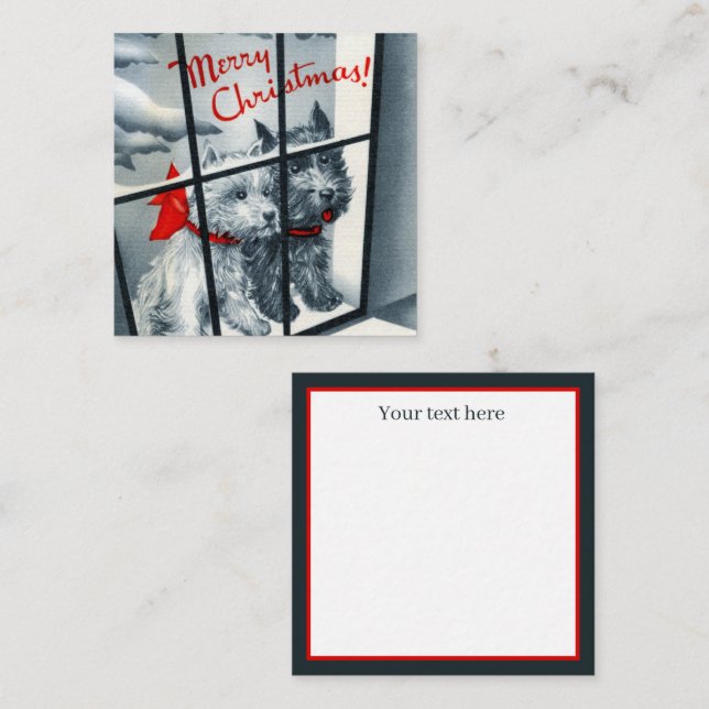 retro vintage Christmas dogs add text Card (Front/Back)