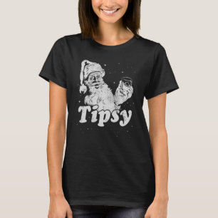 Retro Vintage Christmas Drinking Whisky Getting Ti T-Shirt