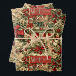 Retro Vintage Christmas Elves On The Shelf Wrapping Paper Sheet<br><div class="desc">Nestled among the greenery and ribbons is a small marble shelf. Playfully arranged on this charming shelf are five adorable little elves, each with its own distinct personality. These elves wear festive attire complete with pointed hats. The entire scene is bathed in a soft, nostalgic glow, as if illuminated by...</div>