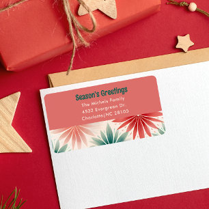 Retro Vintage Christmas Floral Watercolor Return Label