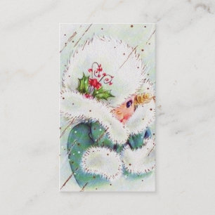Retro vintage Christmas girl Business Card