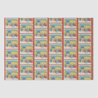 Retro Vintage Christmas Greetings Antique Winter Tissue Paper