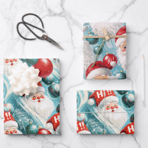 Retro Vintage Christmas: Hi! Santa  Wrapping Paper Sheet