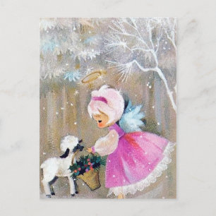 Retro vintage Christmas Holiday Angel postcard