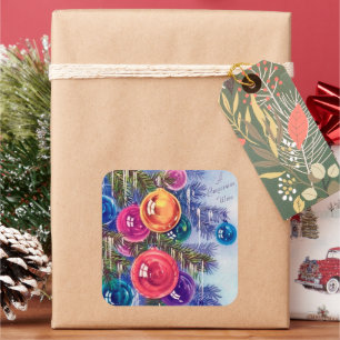 Retro vintage Christmas Holiday bulbs sticker