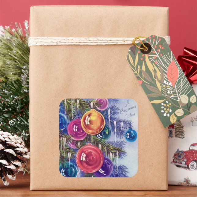 Retro vintage Christmas Holiday bulbs sticker (Holiday)