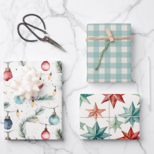 Retro Vintage Christmas Holiday Gift Wrapping Paper Sheet