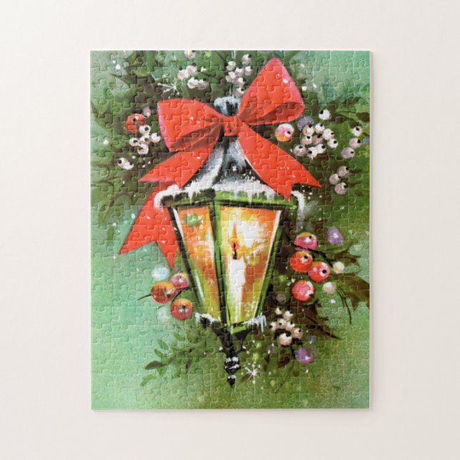 Retro Vintage Christmas Holiday lamp puzzle (Vertical)
