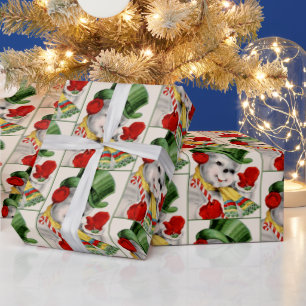 Retro Vintage Christmas Holiday snowman party wrap Wrapping Paper