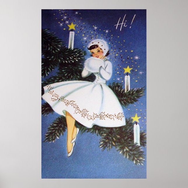 Retro vintage Christmas Holliday lady poster (Front)