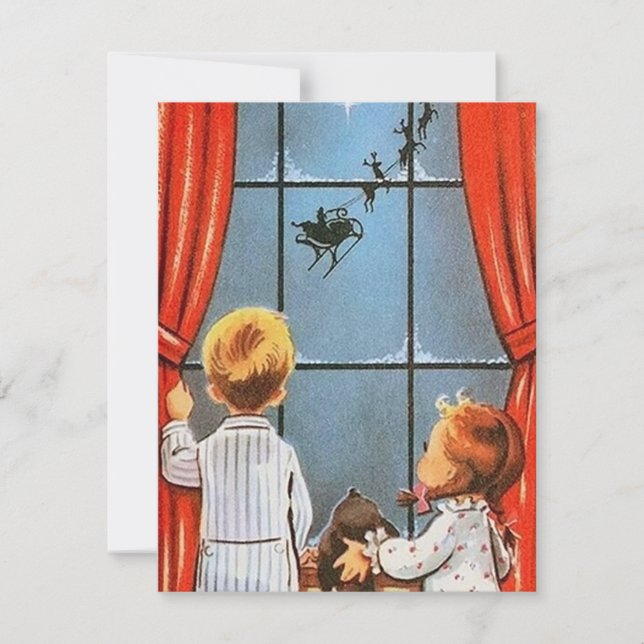 Retro vintage Christmas kids Holiday card (Front)
