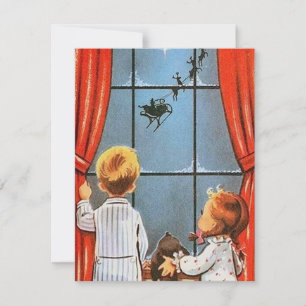 Retro vintage Christmas kids Holiday card