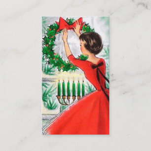 Retro Vintage Christmas lady add message card