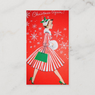 Retro Vintage Christmas lady add message card