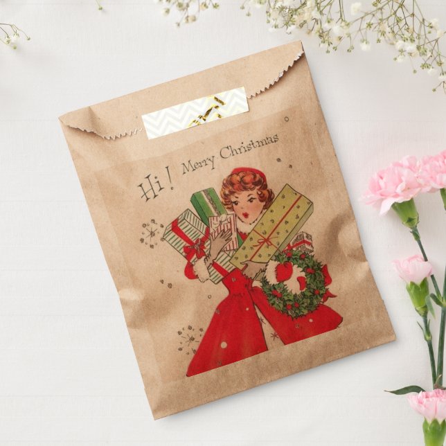 retro vintage Christmas lady  Favour Bags (Sealed)