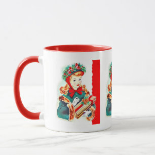 retro vintage Christmas lady Holiday Mug