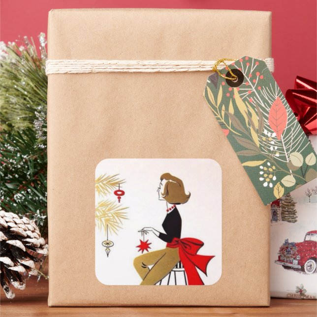 retro vintage Christmas lady Holiday sticker (Holiday)