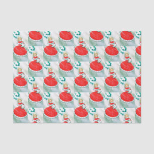 Retro Vintage Christmas lady party tissue Tissue Paper