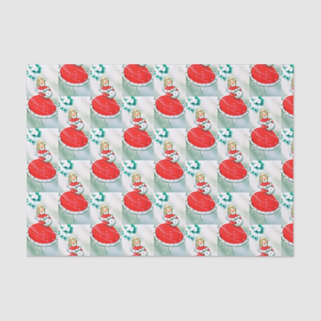 Retro Vintage Christmas lady party tissue Tissue Paper (Front)