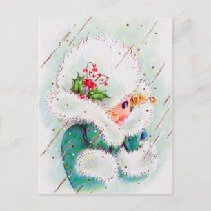 Retro vintage Christmas lady postcard