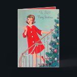 Retro vintage Christmas lady Sister add message Holiday Card<br><div class="desc">design by www.etsy.com/Shop/VanityFlairDesigns</div>