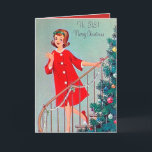 Retro vintage Christmas lady Sister add message Holiday Card<br><div class="desc">design by www.etsy.com/Shop/VanityFlairDesigns</div>