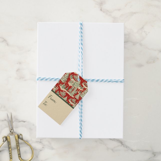 Retro Vintage Christmas Landscape Gift Tags (With Twine)