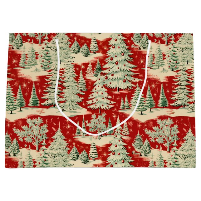Retro Vintage Christmas Landscape Large Gift Bag (Front)