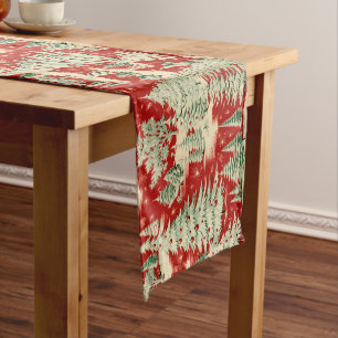 Retro Vintage Christmas Landscape Short Table Runner