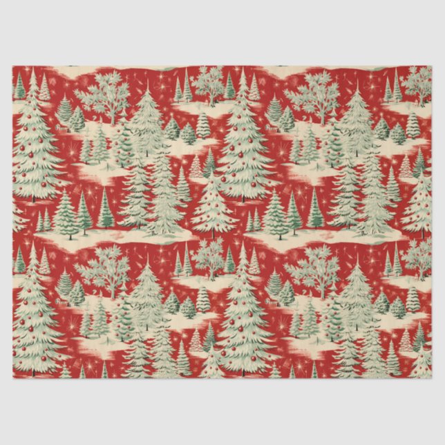 Retro Vintage Christmas Landscape Tissue Paper (Front)