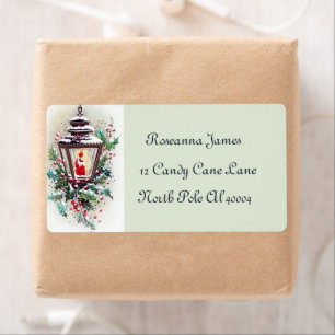 retro vintage Christmas lantern Holiday label