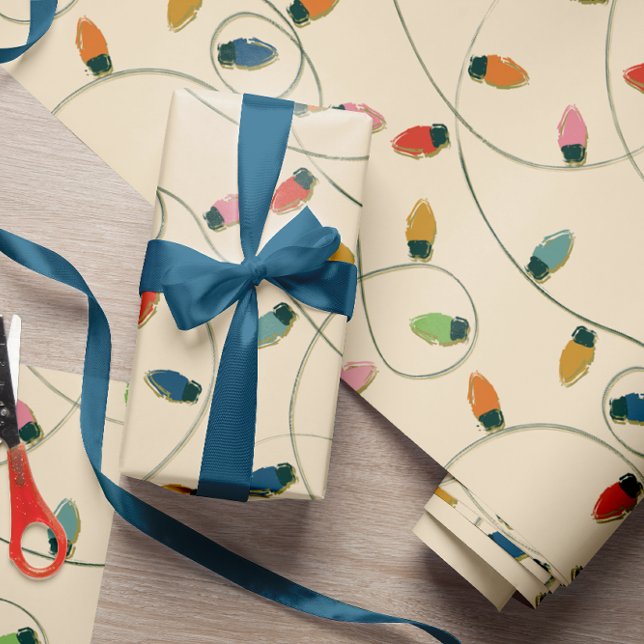 Retro Vintage Christmas Lights Pattern Wrapping Paper (Creator Uploaded)